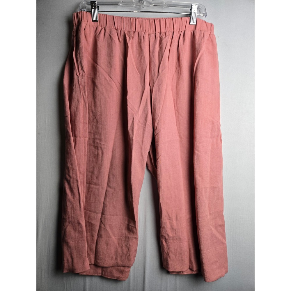 Halara Womens Pink Wide Leg Cropped Pants Size M Elastic Waist Rayon Blend NWT